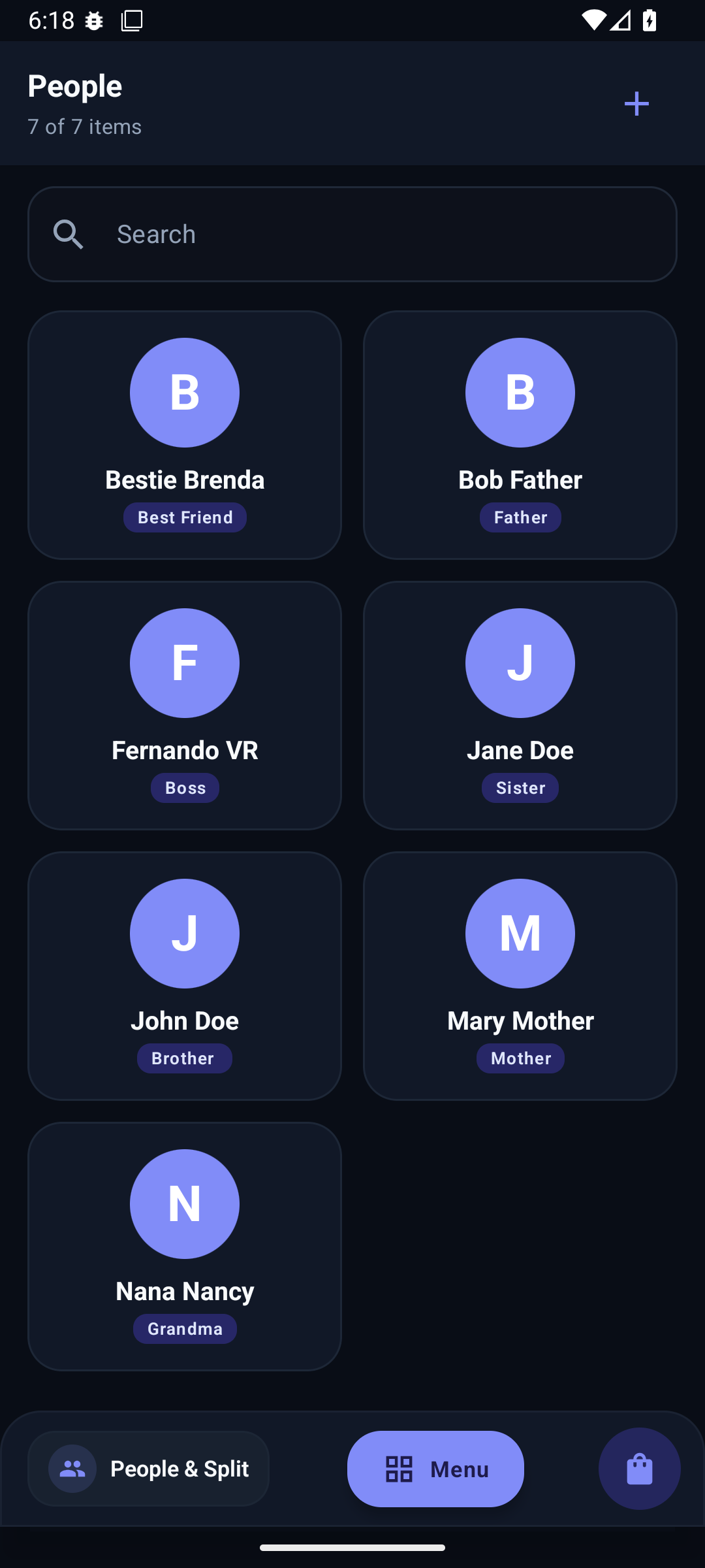Split Bill Screen